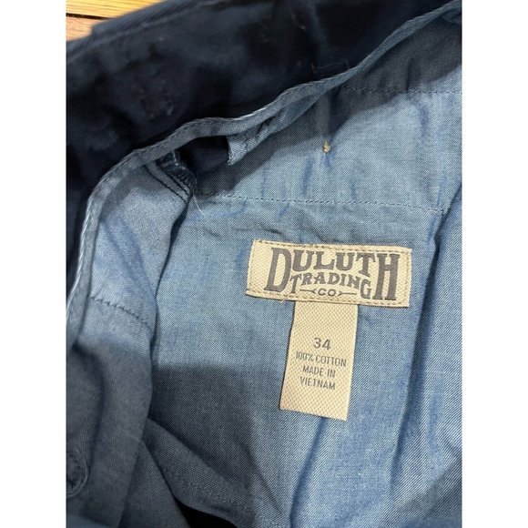 Duluth Trading Co Carpenter Shorts Men Size 34 Inseam 9" Blue Chino Flat Front - Picture 3 of 3